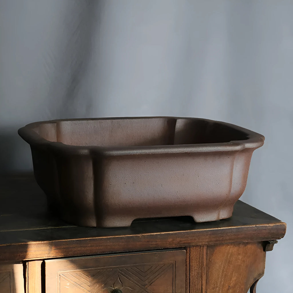 Purple sand rectangular bonsai flower pot with modern design for floor placement
