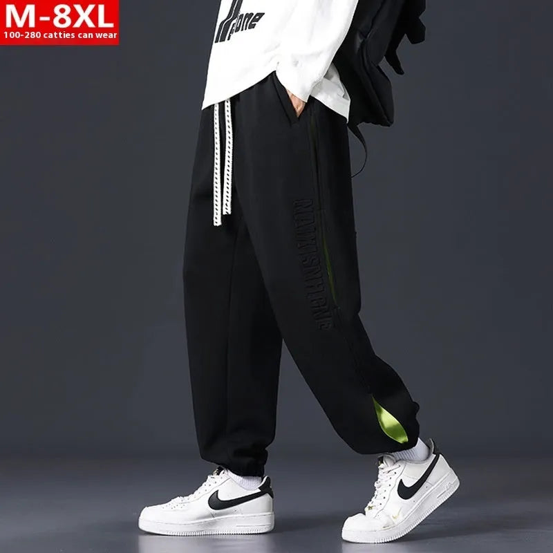 Men's loose cotton pants with ankle banded style and stitching printing details in multiple colours