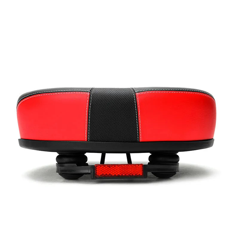 Thickened red bicycle saddle with shock absorber showing 210x270mm dimensions