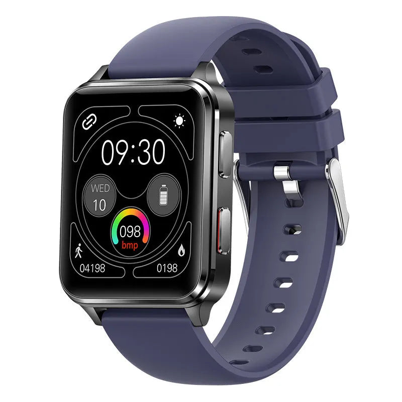 Multi-sport heart rate watch with colour touchscreen on a silicone wristband.