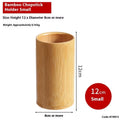 A bamboo chopsticks holder tube in a creative style, such as bevel or groove, showing its portable design for utensil storage.