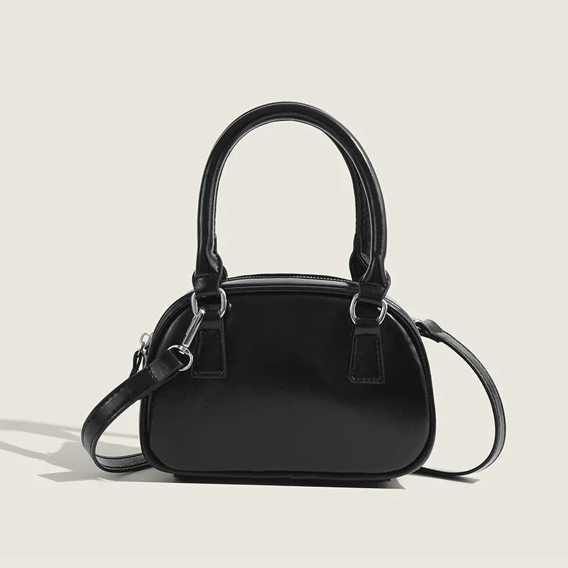 Women's small square PU handbag in retro style with sandwich pocket, 20x8x13cm, shown in brown