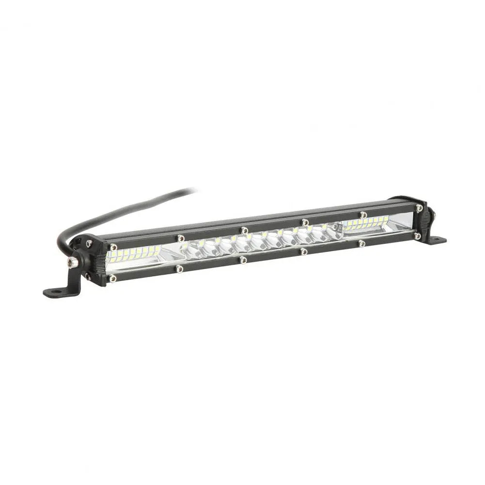 Ultra-thin white aluminium LED light bar for vehicle roof mounting.