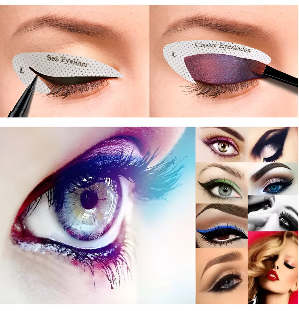 Four reusable eyeliner makeup stencil templates for winged eyeliner and eyeshadow application