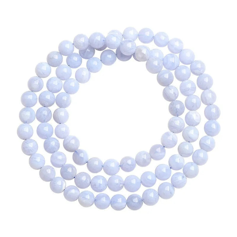 Blue agate multi-circle pattern bracelet with 6-6.8mm beads in three-circle construction