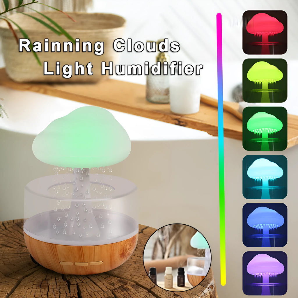 White cloud-shaped humidifier with night light and essential oil diffuser