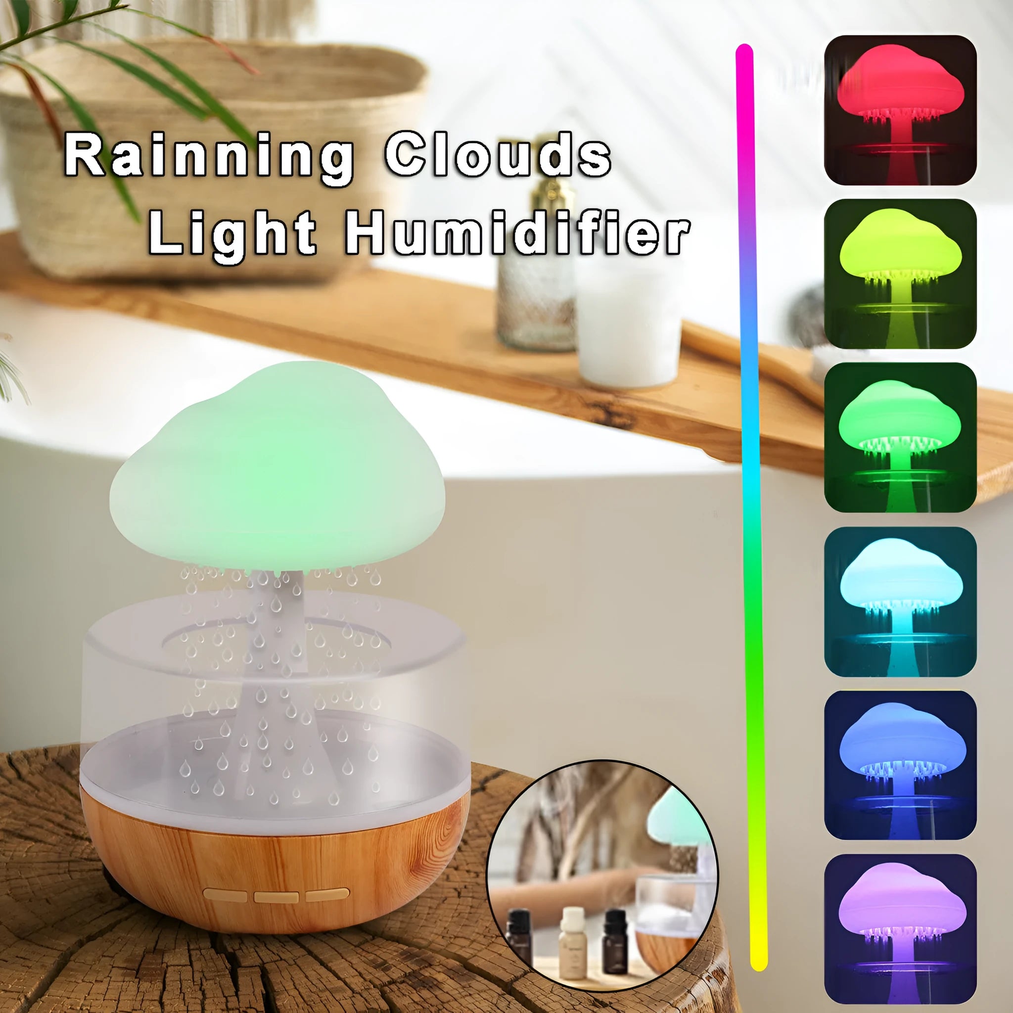 White cloud-shaped humidifier with night light and essential oil diffuser