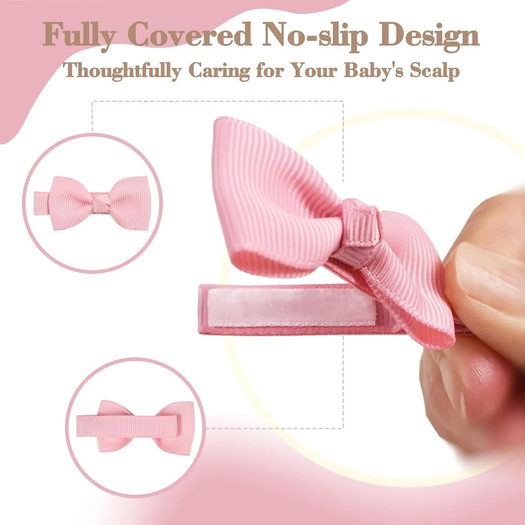 Baby hair clips set with no slip grip in pastel colours including barrettes and bows