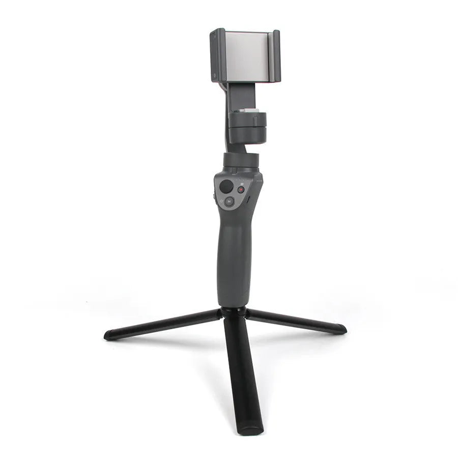 Black aluminium alloy mobile phone tripod stabiliser with PTZ functionality compatible with Apple iPhones