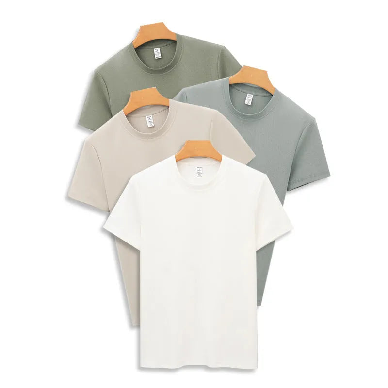 Men's solid colour short sleeve antibacterial quick-dry t-shirt on a hanger.