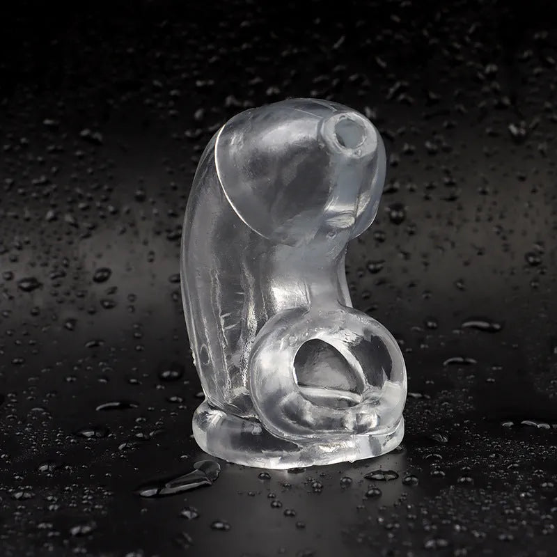 Soft rubber birdcage chastity lock in white colour for male restraint