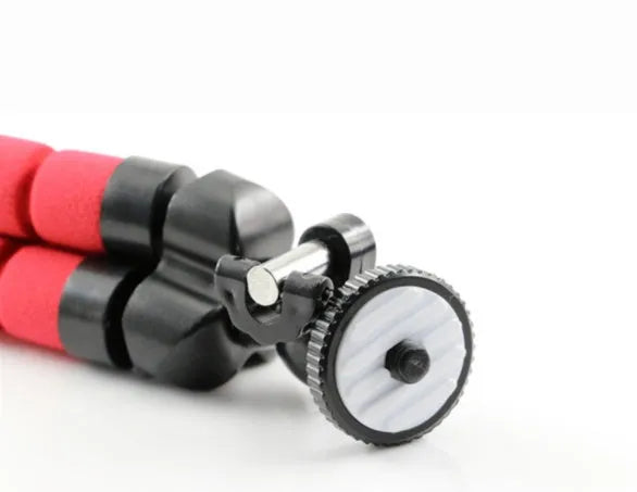 Black flexible octopus tripod with wrapped legs showing 1/4-20 screw mount for smartphones