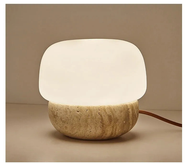 Cream retro bedside lamp with button switch and 18x17cm dimensions