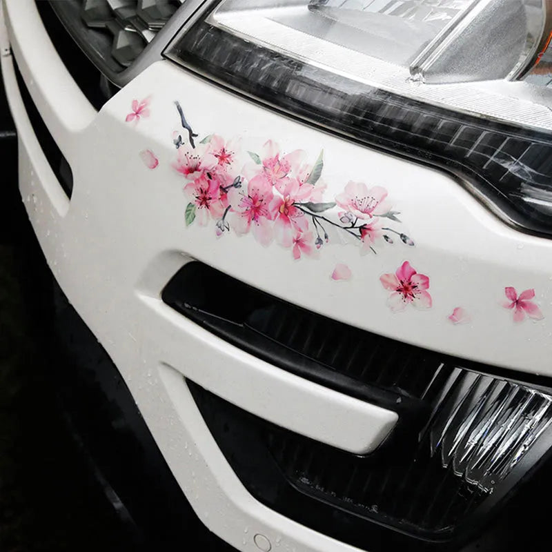 Cherry blossom flower pattern car sticker in two size options on PVC vinyl.