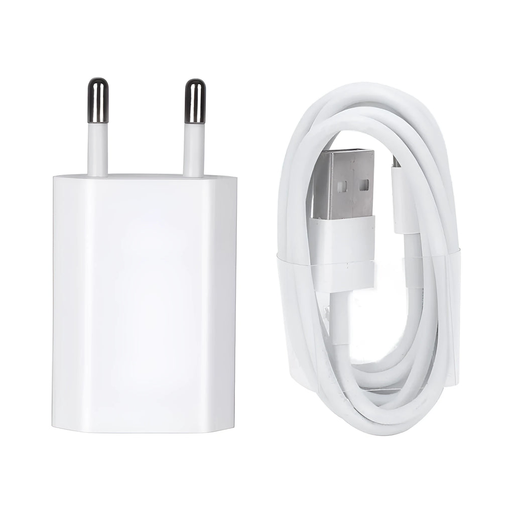 5V2A USB travel charger compatible with iPhone and iPad models with optional charging cables