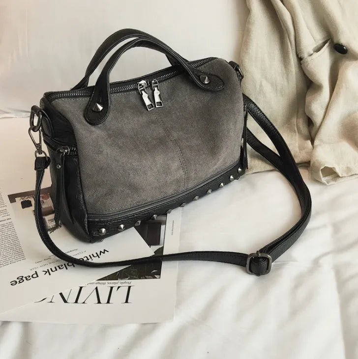 Soft PU women's casual tote shoulder bag with zip closure and shoulder straps