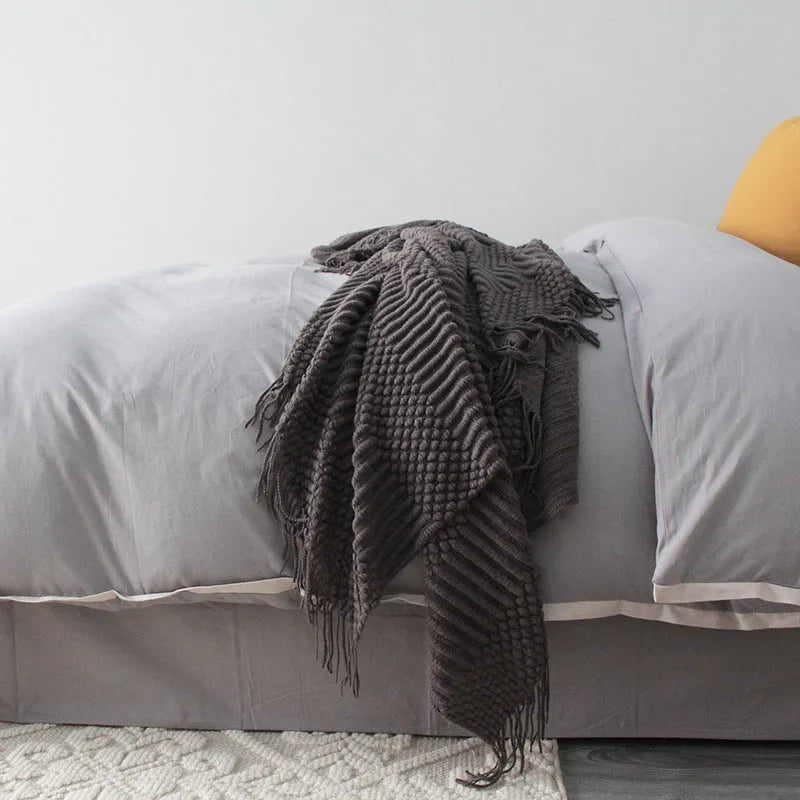 Small 127cm by 170cm polyester nap blanket shown in dark grey, khaki, and light grey colour options.