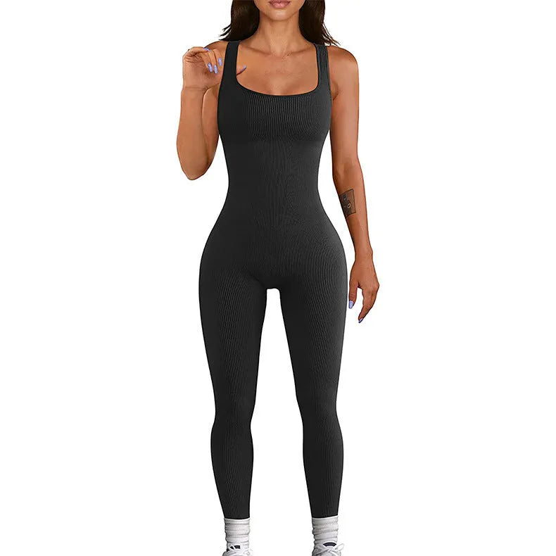 Women's long sleeve spandex suspender tights set with button details in beige colour.