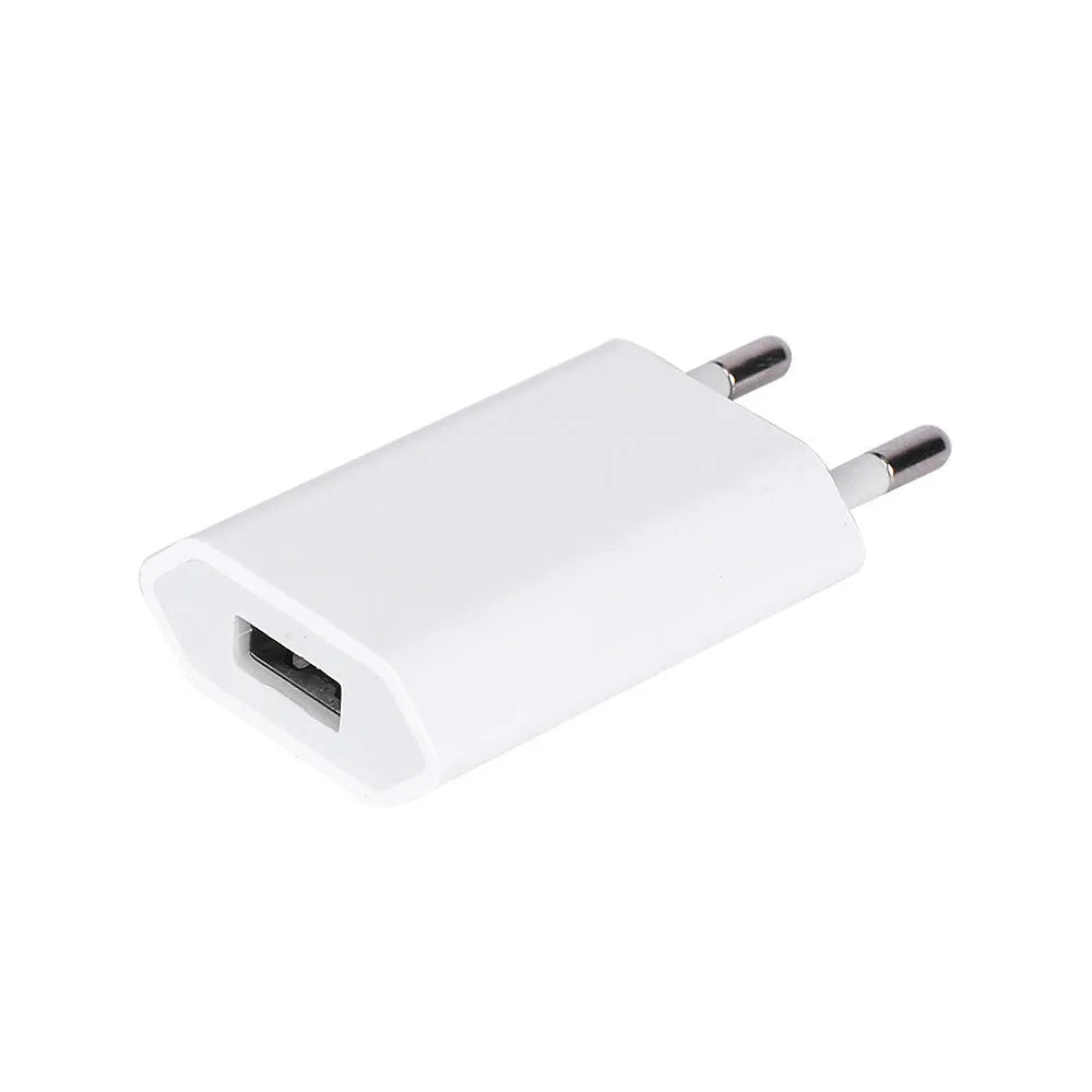 5V2A USB travel charger compatible with iPhone and iPad models with optional charging cables