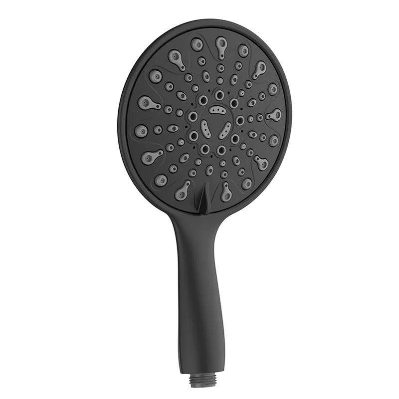 Portable six-function handheld shower head with electroplated finish and 6-inch hose