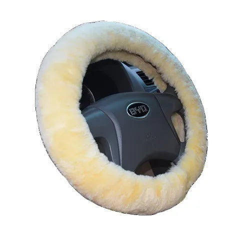 Wool and cashmere steering wheel cover set with matching handle covers in business style