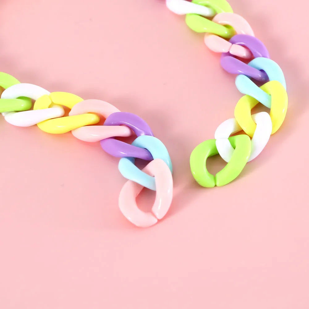 Plastic pet collar in macaron candy colours with chain design for cats, dogs, and rabbits
