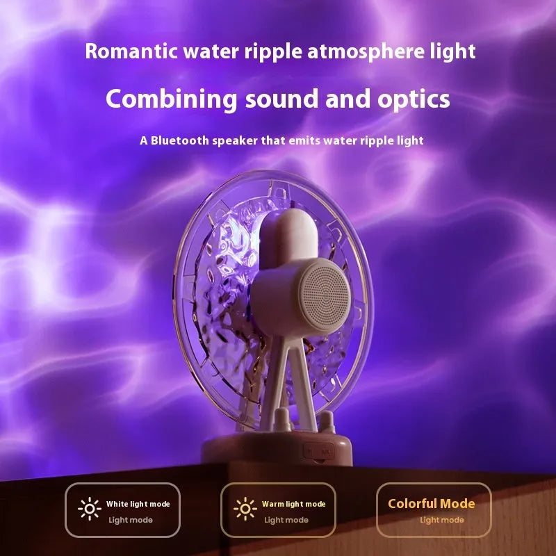 Ferris wheel shaped Bluetooth speaker with colourful LED lights in pink or white colour options