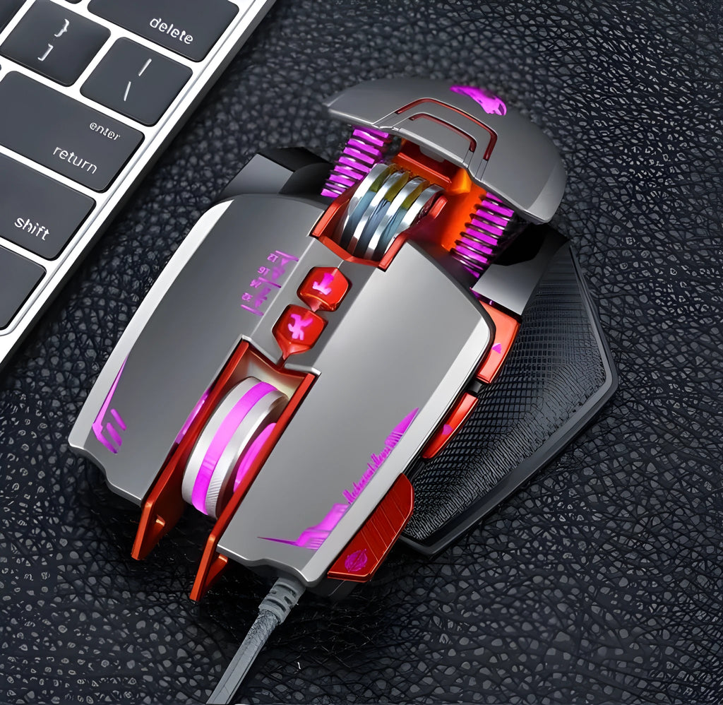 Thunder Wolf V9 wired gaming mouse with six buttons in black or grey colour