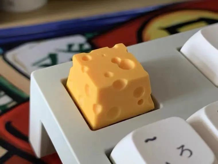 Yellow resin cheese keycap for mechanical keyboards with MX stem compatibility