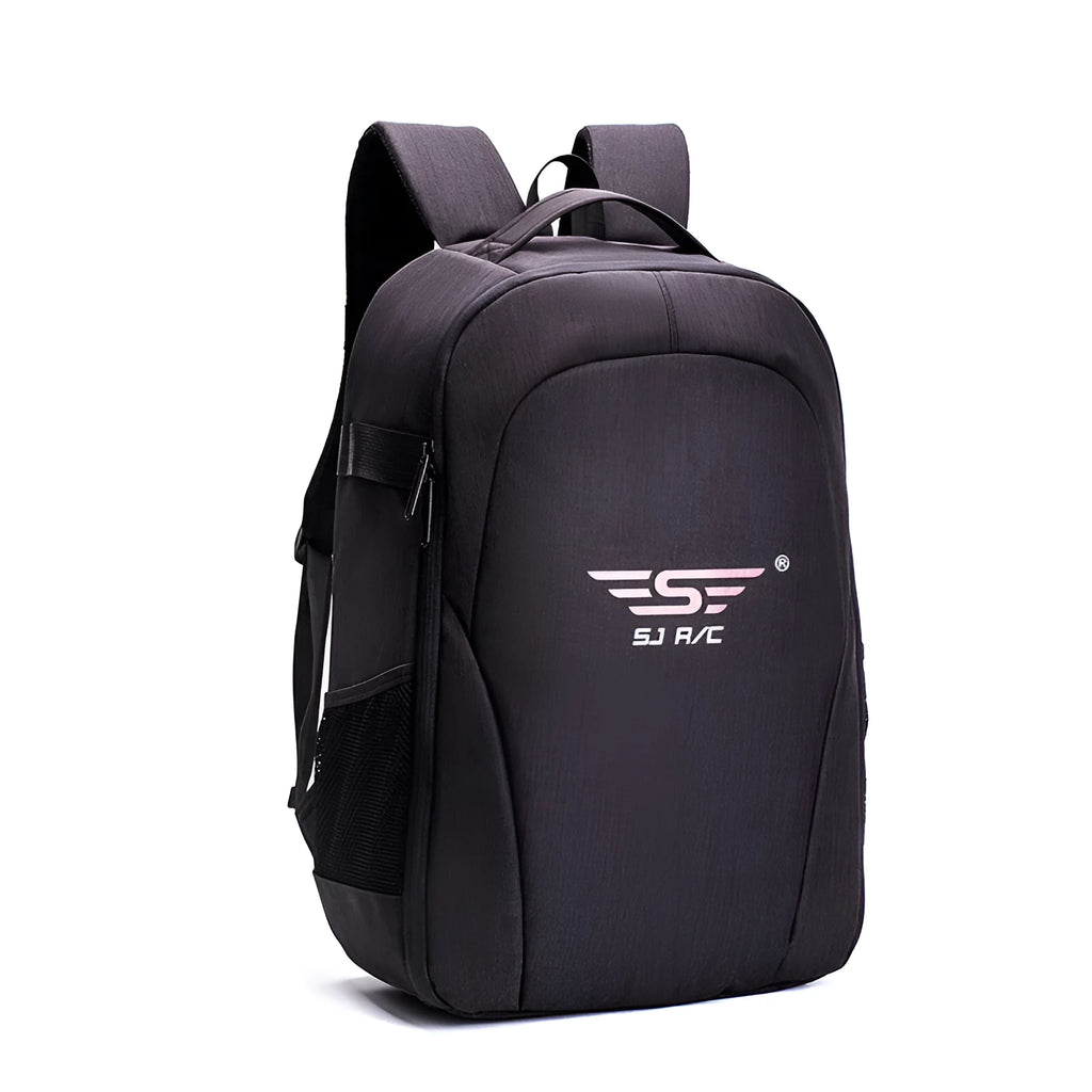 Black Oxford cloth waterproof backpack for drone and camera equipment with multiple internal compartments