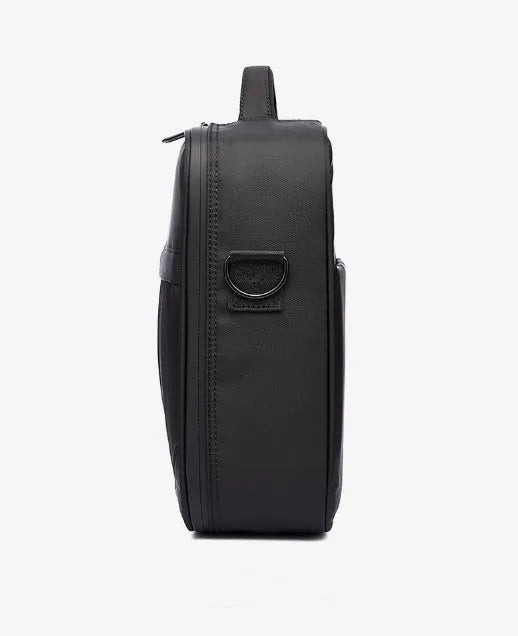 Black Oxford fabric men's shoulder messenger bag showing front view