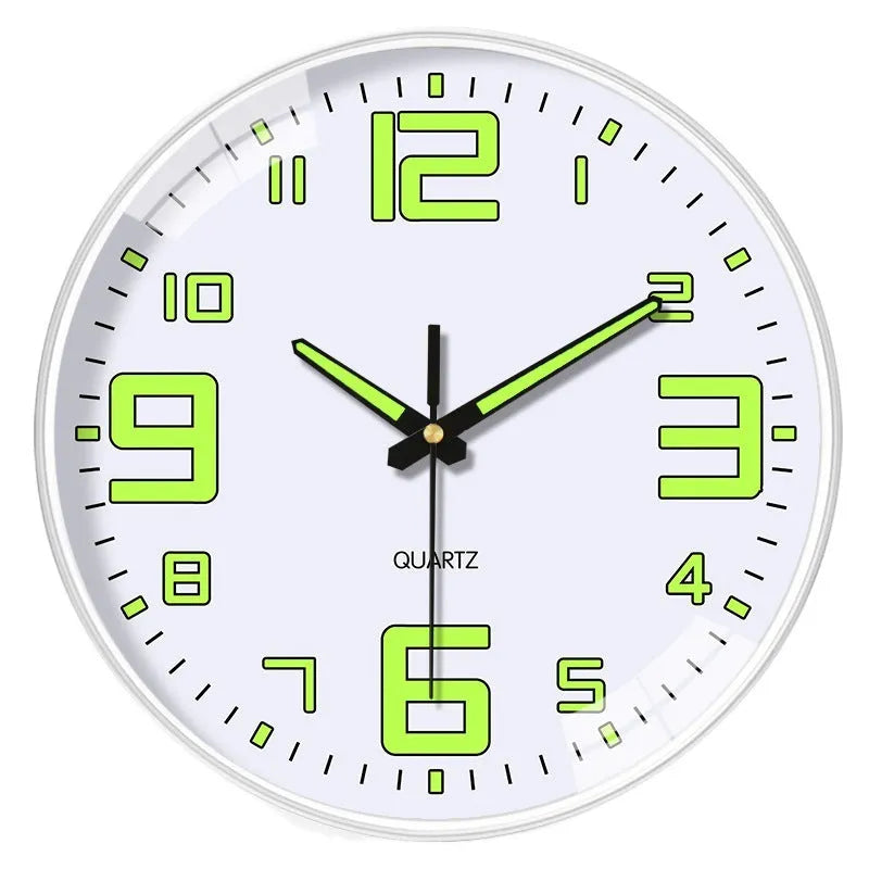 20cm luminous wall clock with modern plastic shell on wall