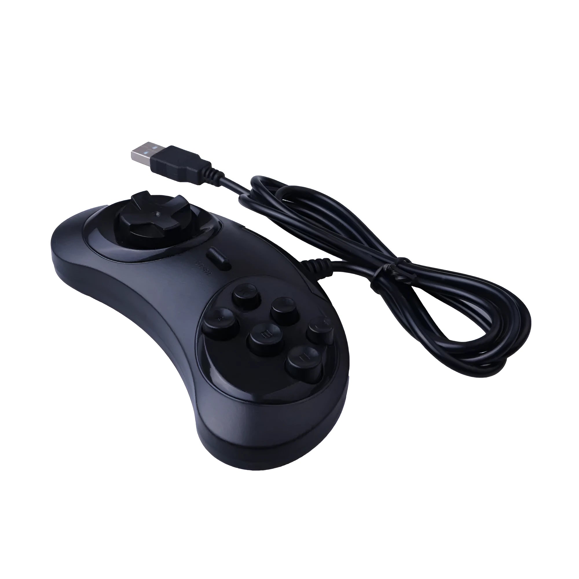 Black Sega USB PC game controller with a 1.8-metre cable on a desk.
