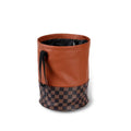 Leather retractable folding car trash can with handle