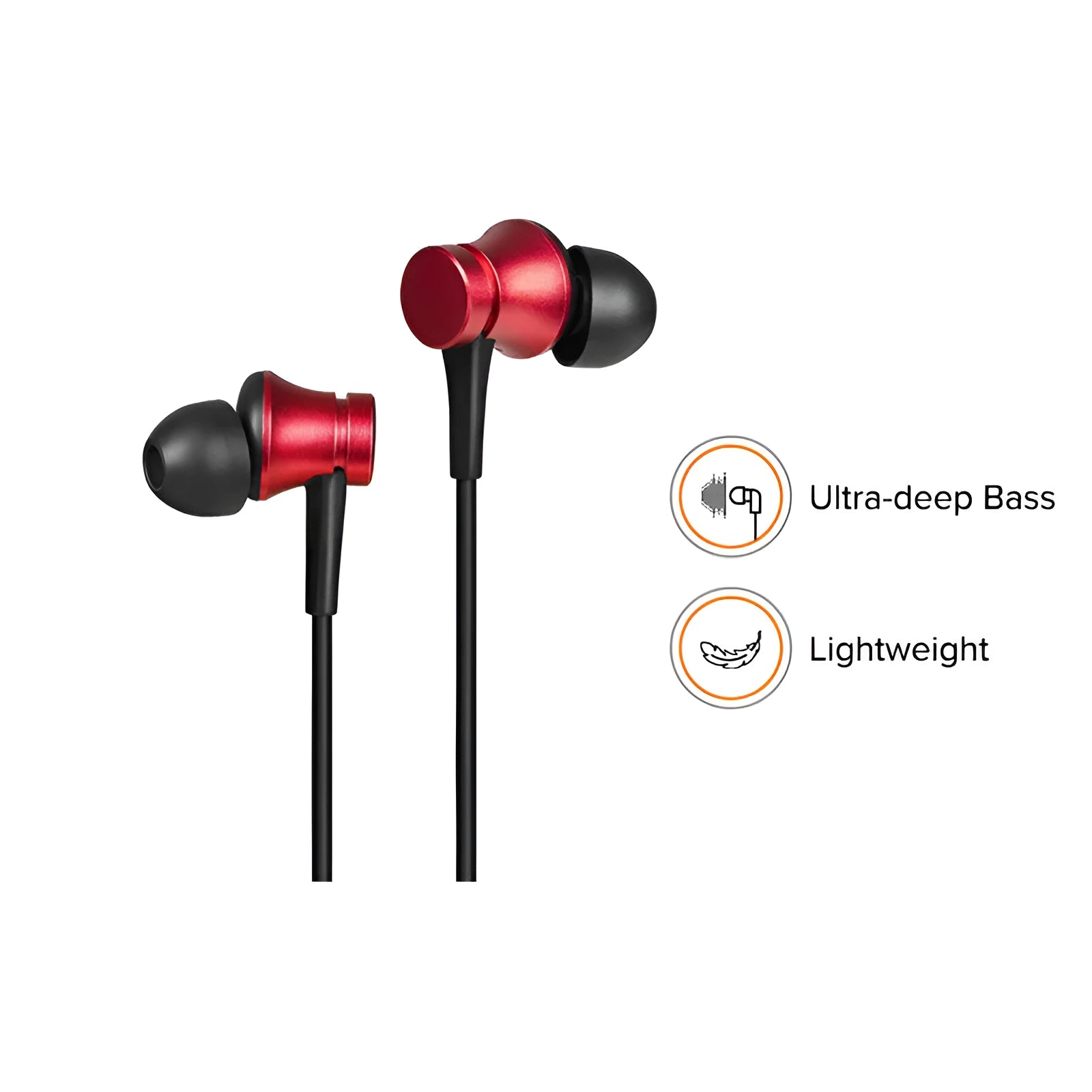 Black, blue, and red wired in-ear headphones showing their 3.5mm audio plug.