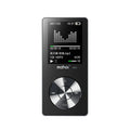 Gold coloured portable MP3 music player with a 1.8-inch screen showing a music menu.