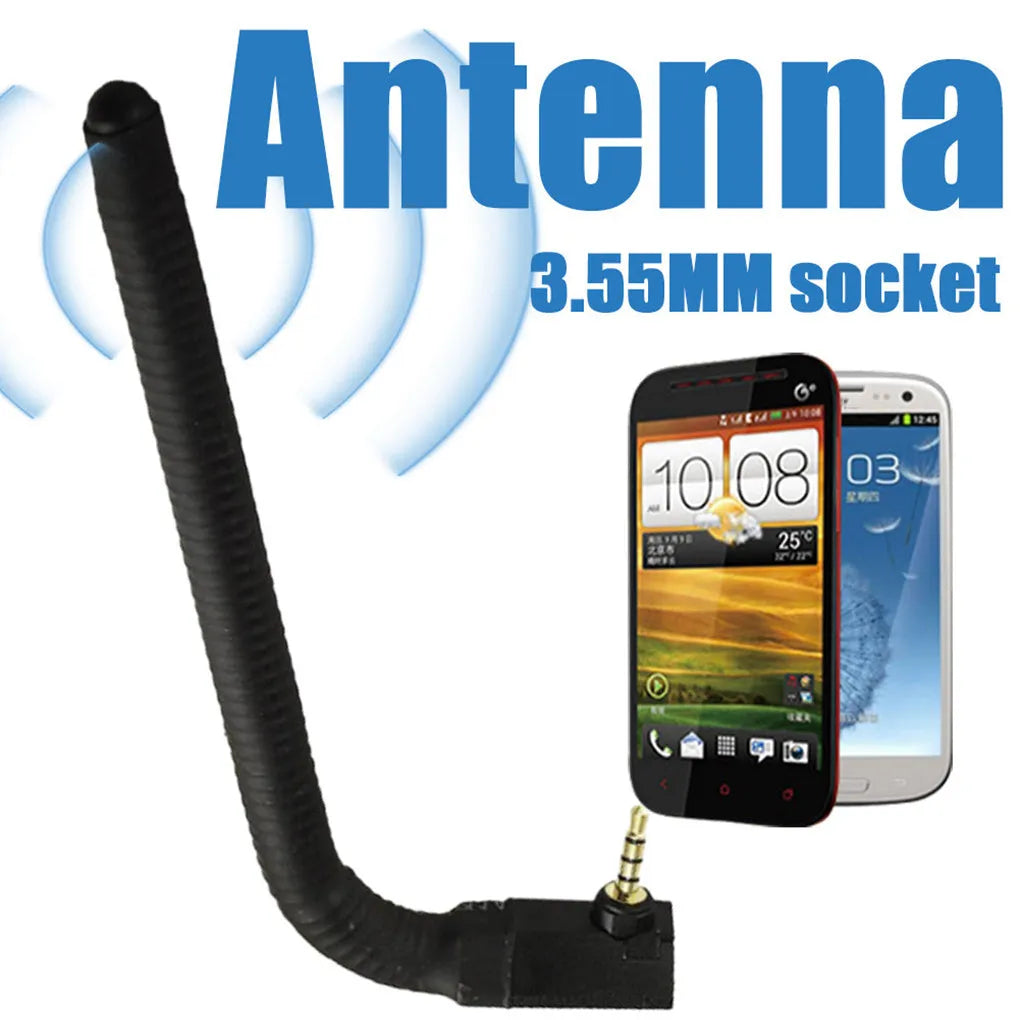 A black wideband mobile phone signal booster antenna with a magnetic base, measuring 13.6 cm long.