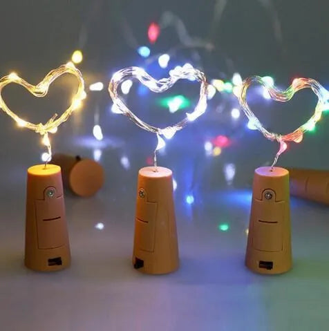 Flexible silver wire LED string lights with cork stopper for wine bottle decoration