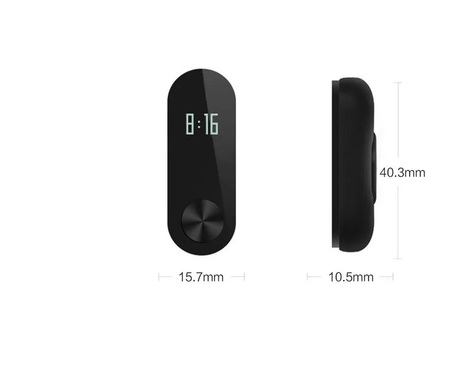 Xiaomi Mi Band 2 black fitness tracker with OLED screen and adjustable wrist strap