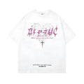 Men's retro print cotton t-shirt in loose fit with short sleeves