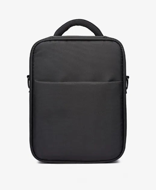 Black Oxford fabric men's shoulder messenger bag showing front view