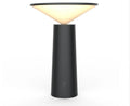Black USB LED table lamp with touch sensor and adjustable head on wooden desk