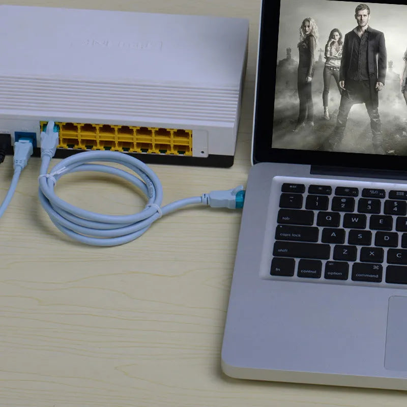 Ice blue Cat5e finished network cable jumper with gold-plated RJ-45 connectors