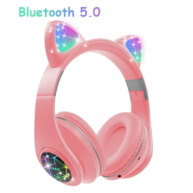 Cat ear wireless sports Bluetooth headset in six colour options showing head-mounted design