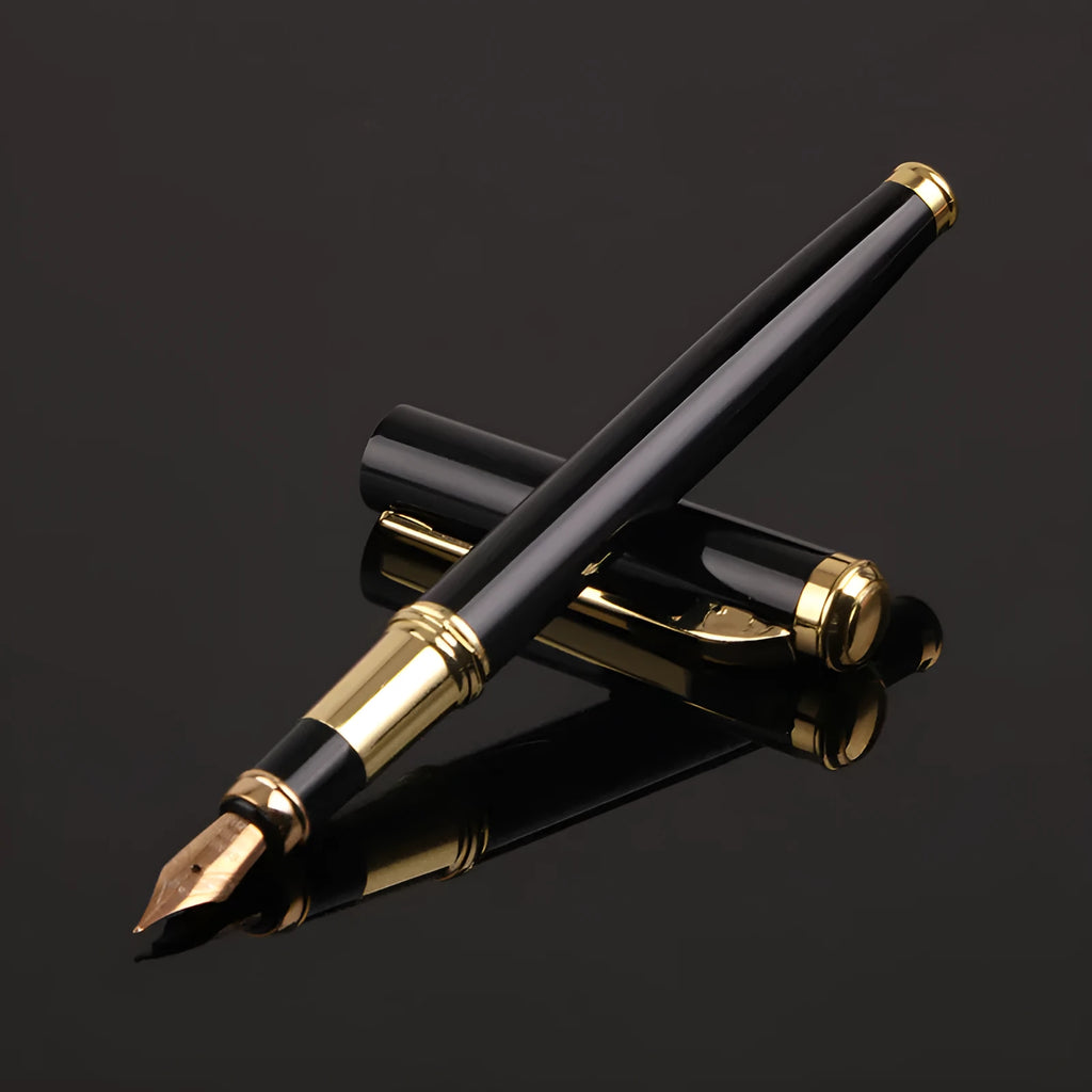Red and black metal fountain pen with 0.5mm stainless steel nib for writing practice