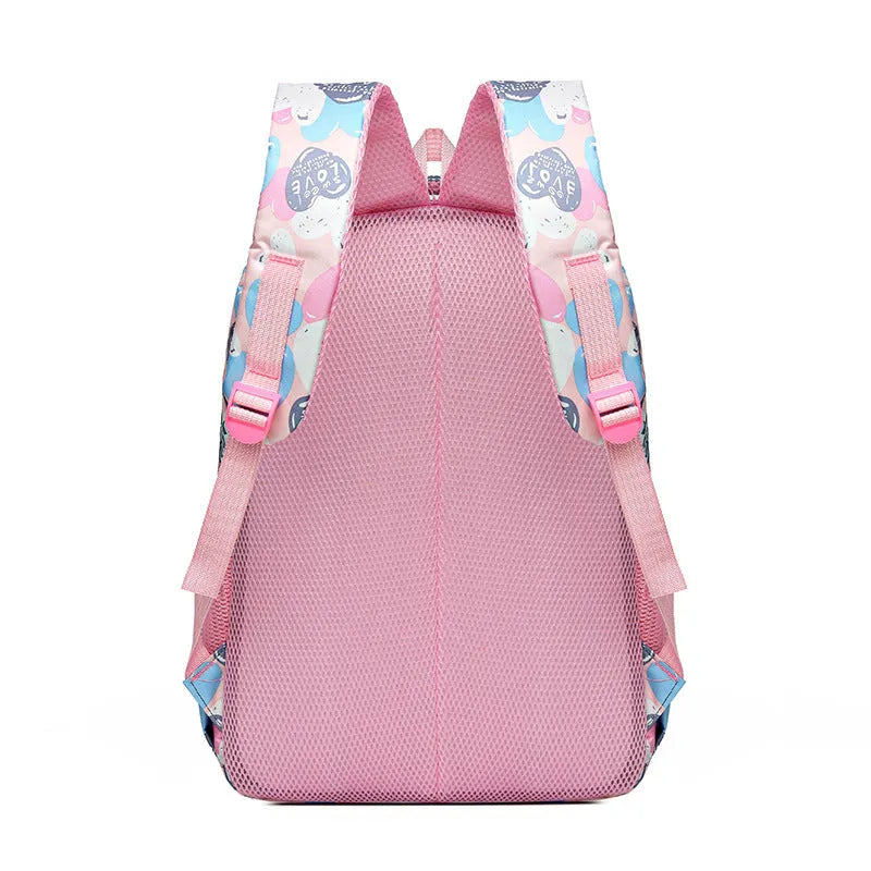 Blue student schoolbag with air pillow belt system and large main compartment