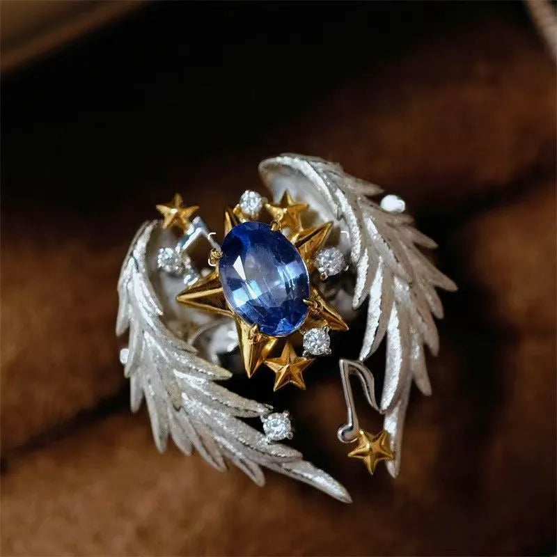 Geometric alloy fashion ring with adjustable opening in metallic finish