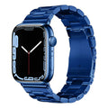 Three stainless steel metal watch bands for iWatch models 38/40/41mm and 42/44/45mm in five colours