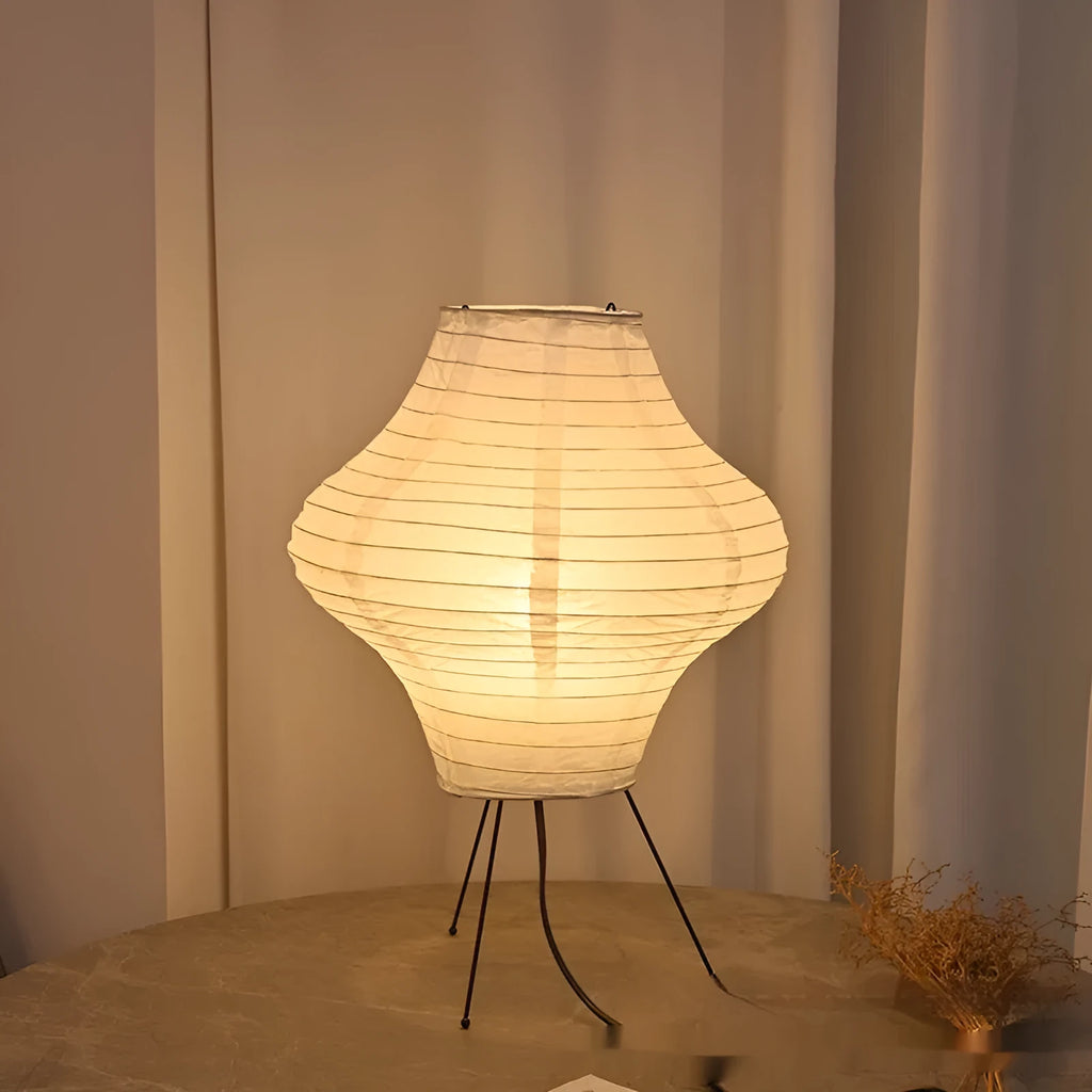 Japanese style Xuan paper table lamp with tricolour lighting, 32cm wide.