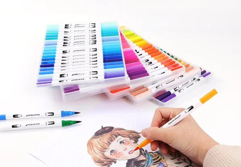 Set of watercolor brush pens with multiple colour options for artistic and promotional use